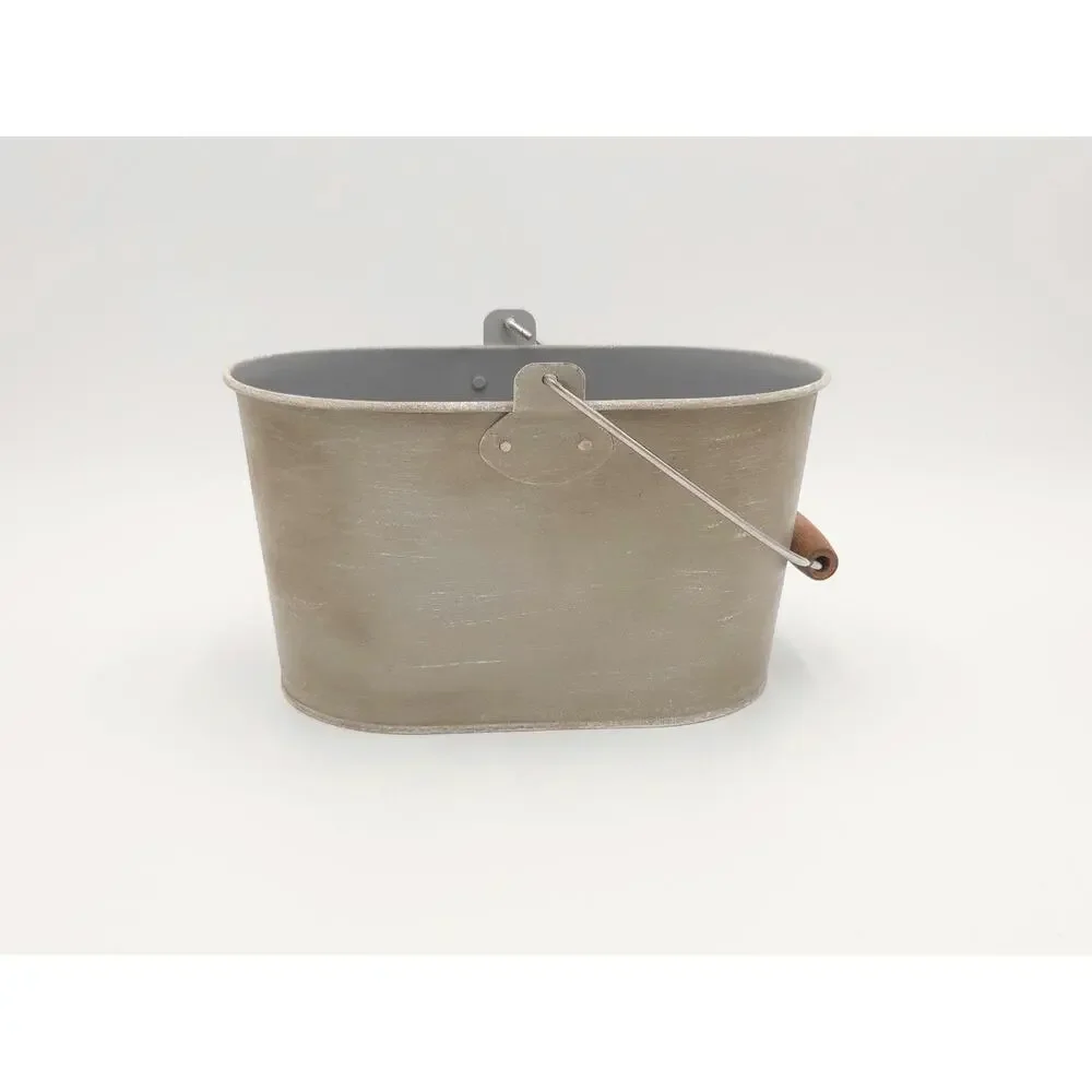 Upcycled Vintage Style Metal Bucket Rustic French Country Farmhouse Herb Planter